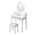 thumbnail image 1 of Pemberly Row Pine Wood Vanity Table Set with Dressing Table and Stool in White, 1 of 9