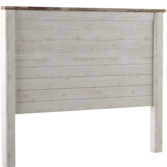 Pemberly Row Plank Pattern Full Queen Panel Headboard in Whitewash