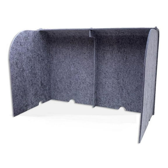 Pemberly Row Plastic 24" x 36" Acoustic Desktop Surround Divider in Silver