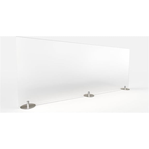 Pemberly Row Plastic 24" x 48" Freestanding Frosted Desktop Divider in White
