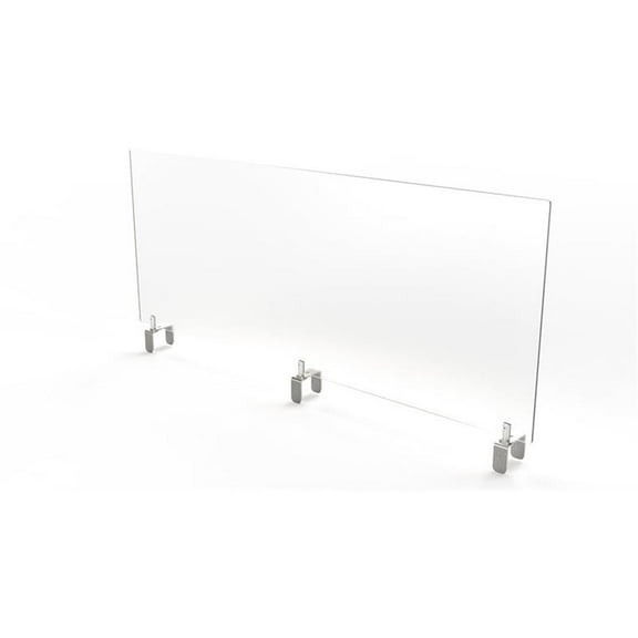 Pemberly Row Plastic 24" x 48" Partition Extender w/ Attached Clamp in White