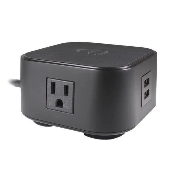 Pemberly Row Plastic Modern Quad Power Station in Black Finish