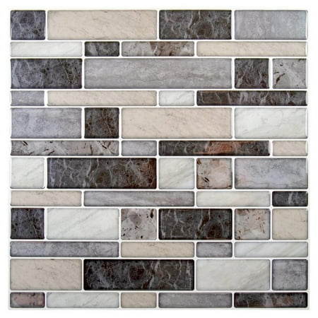 Pemberly Row Plastic Peel/Stick Backsplash Wall Tile Set Multi-Color (Set of 6)