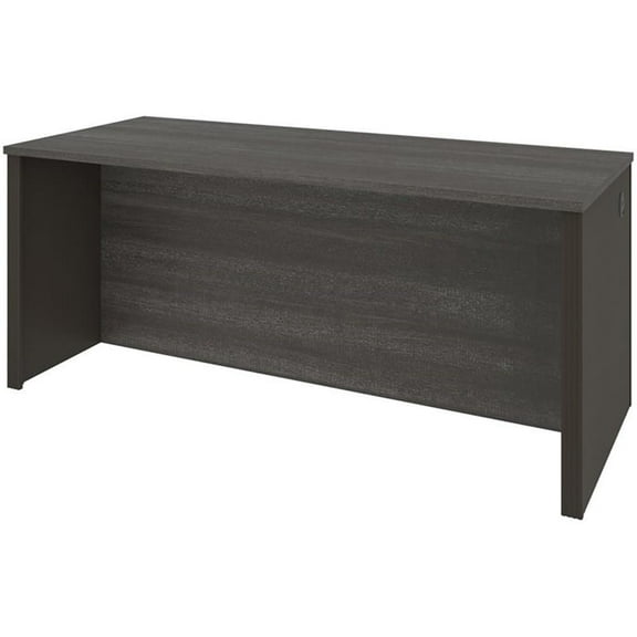 Pemberly Row Plus Executive Writing Desk in Bark Gray and Slate