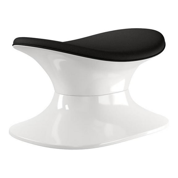 Pemberly Row Pod Chairs 14.5" Mid-Century Cotton Alpha Ottoman in Black