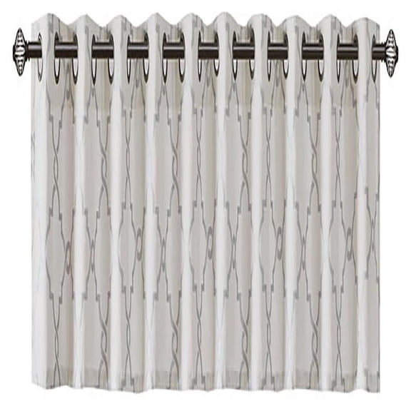Pemberly Row Polyester Cotton Rayon Fretwork Printed Valance in Ivory