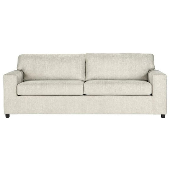 Pemberly Row Polyester Fabric 3-Seater Sofa in Chiffon Natural