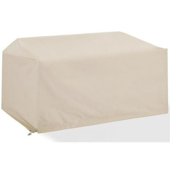 Pemberly Row Polyester Fabric Outdoor Loveseat Cover in Tan Finish