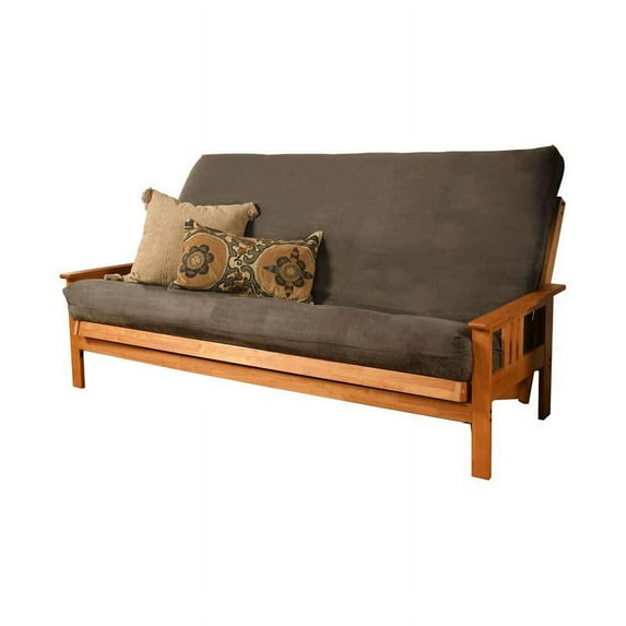 Pemberly Row Polyester Fabric Queen Size Futon Cover in Suede Gray