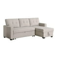 thumbnail image 1 of Pemberly Row Polyester Fabric Reversible Sleeper Sectional Sofa in Beige, 1 of 16