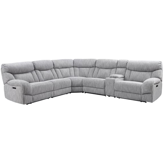 Pemberly Row Polyester Fabric Upholstered 6-Piece Dual-Power Reclining Sectional