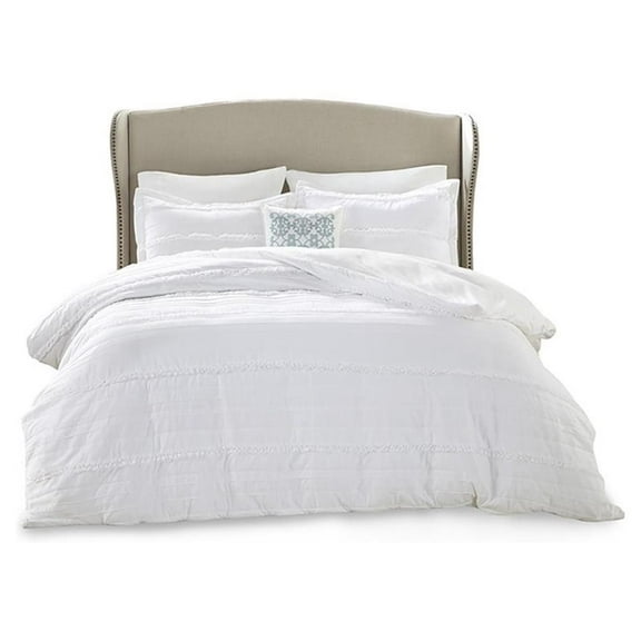 Pemberly Row Polyester Microfiber 2-in-1 Full/Queen Duvet in White