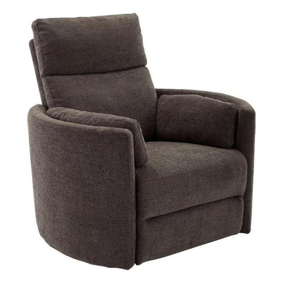 Pemberly Row Polyester Power Swivel Glider Recliner in Brown