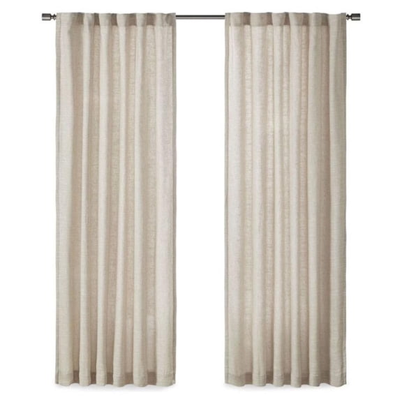 Pemberly Row Polyester Rod Pocket Panel with Fleece Lining in Natural