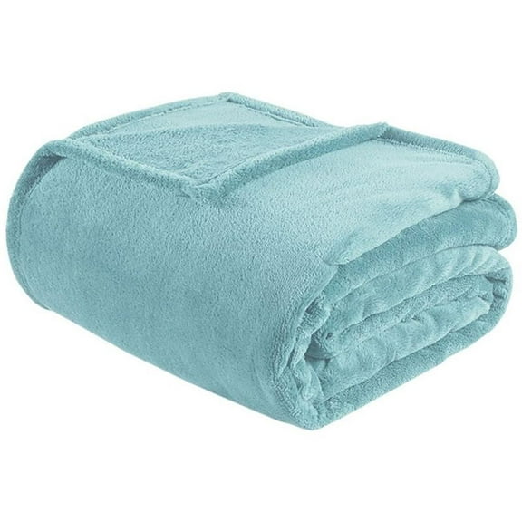 Pemberly Row Polyester Solid Microlight Plush Oversized Blanket in Aqua