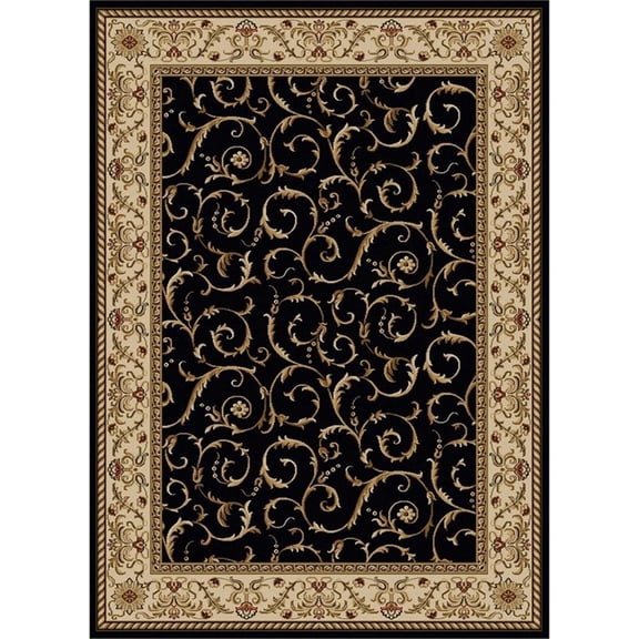 Pemberly Row Polyester Traditional 3'3" x 4'11" Oriental Rug in Black