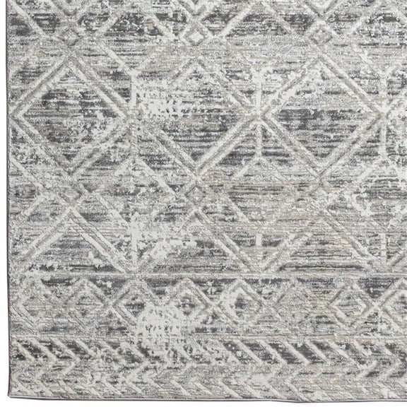 Pemberly Row Polyester Transitional Geometric Gray 8' Round Area Rug