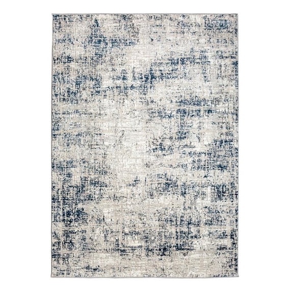 Pemberly Row Polyester Transitional Striated Blue 3x5 Area Rug