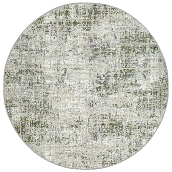 Pemberly Row Polyester Transitional Striated Green 5' Round Area Rug