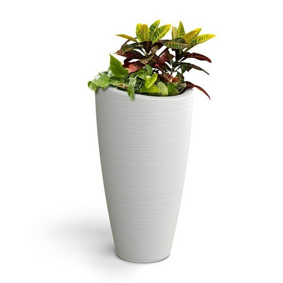 Pemberly Row Polyethylene Resin 32" Tall Modern Planter in White