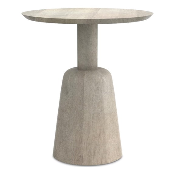 Pemberly Row Polygon Side Table in Solid Mango Wood and White Wash Finish