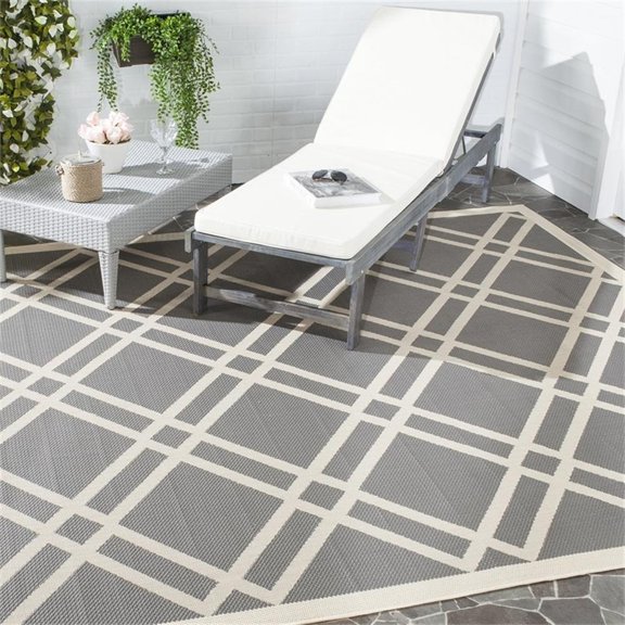 Pemberly Row Polypropylene Anthracite Indoor Outdoor Rug - 9' x 12'