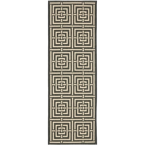 Pemberly Row Polypropylene Black Indoor Outdoor Rug - Runner 2'3" x 8'