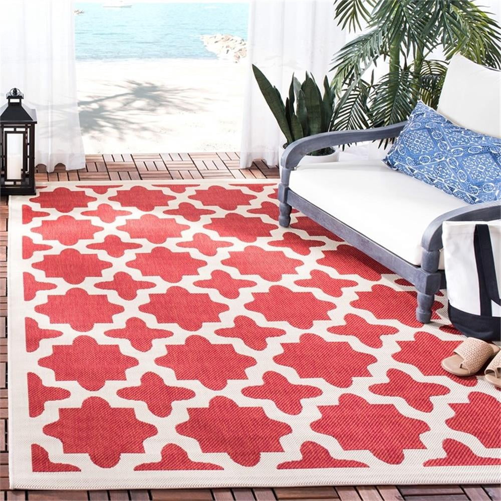 Pemberly Row Polypropylene Red Indoor Outdoor Rug - 8' x 11'