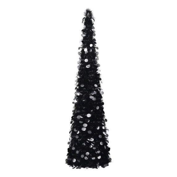 Pemberly Row Pop-Up Christmas Tree with PET Medium Foldable in Black