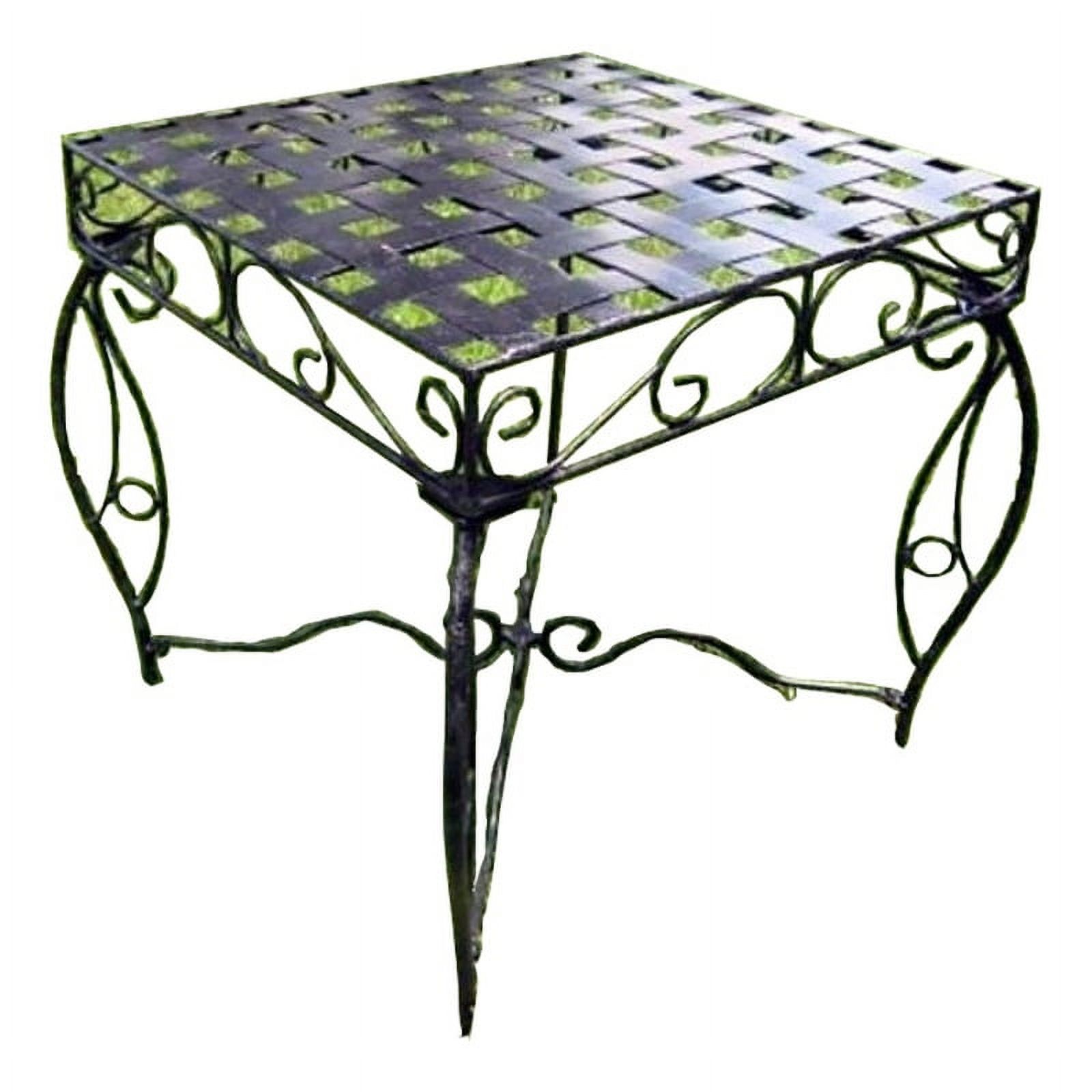 Pemberly Row Powder Coated Iron Metal Patio Side Table in Antique Black