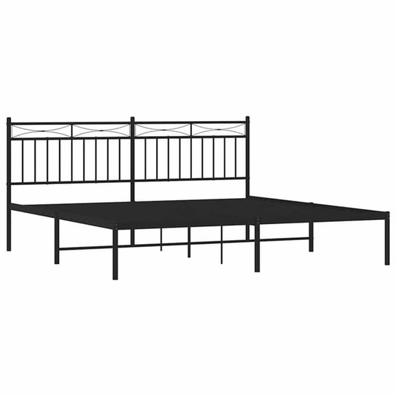 Pemberly Row Powder-Coated Steel Cal King/Double Bed Frame in Black
