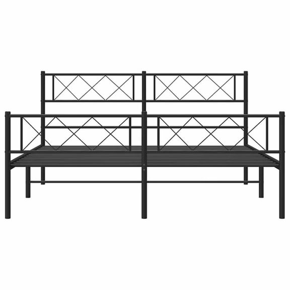 Pemberly Row Powder-Coated Steel Full/Double Bed Frame in Black