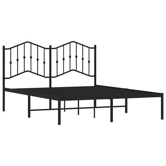 Pemberly Row Powder-Coated Steel Full/Double Bed Frame in Black