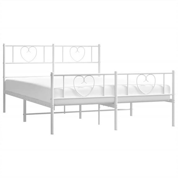 Pemberly Row Powder-Coated Steel Full/Double Bed Frame in White
