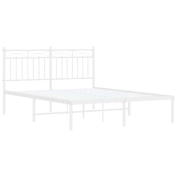 Pemberly Row Powder-Coated Steel Full/Double Bed Frame in White