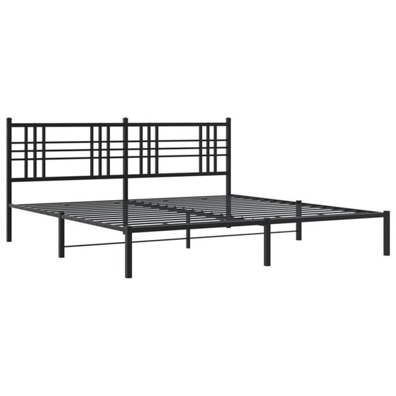 Pemberly Row Powder-Coated Steel King/Double Bed Frame in Black