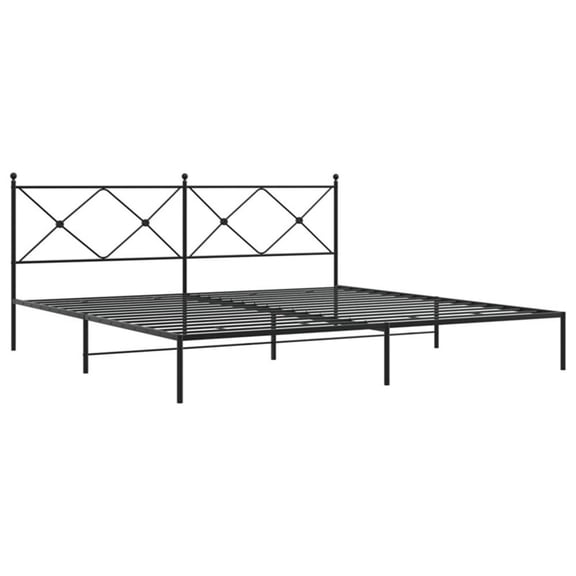 Pemberly Row Powder-Coated Steel King/Double Bed Frame in Black