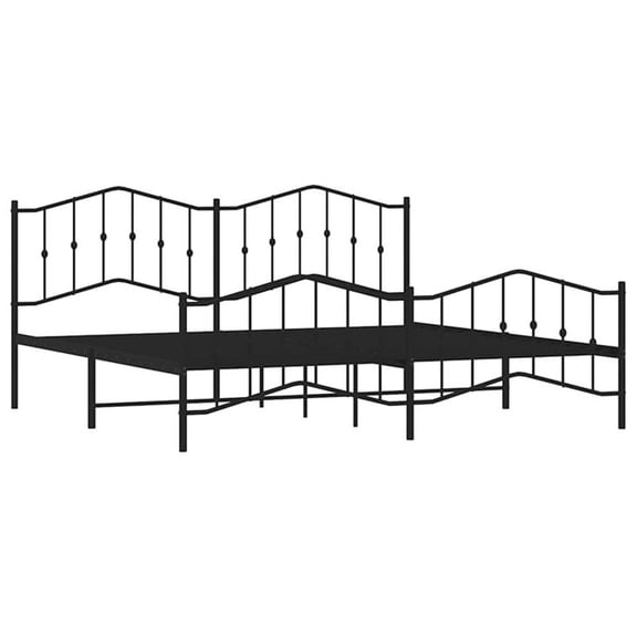 Pemberly Row Powder-Coated Steel King/Double Bed Frame in Black