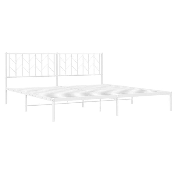 Pemberly Row Powder-Coated Steel King/Double Bed Frame in White