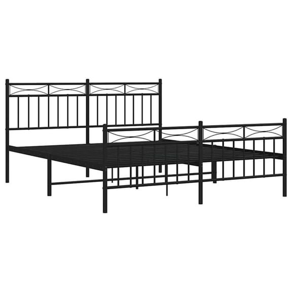 Pemberly Row Powder-Coated Steel Queen/Double Bed Frame in Black