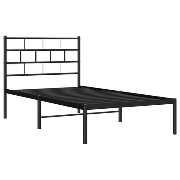 Pemberly Row Powder-Coated Steel Single Bed Bed Frame in Black