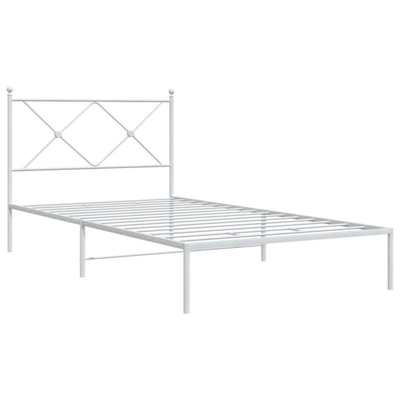 Pemberly Row Powder-Coated Steel Single Durable Bed Frame in White