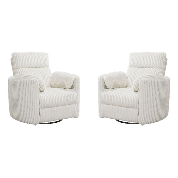 Pemberly Row Power Swivel Glider Recliner Two Pack in White