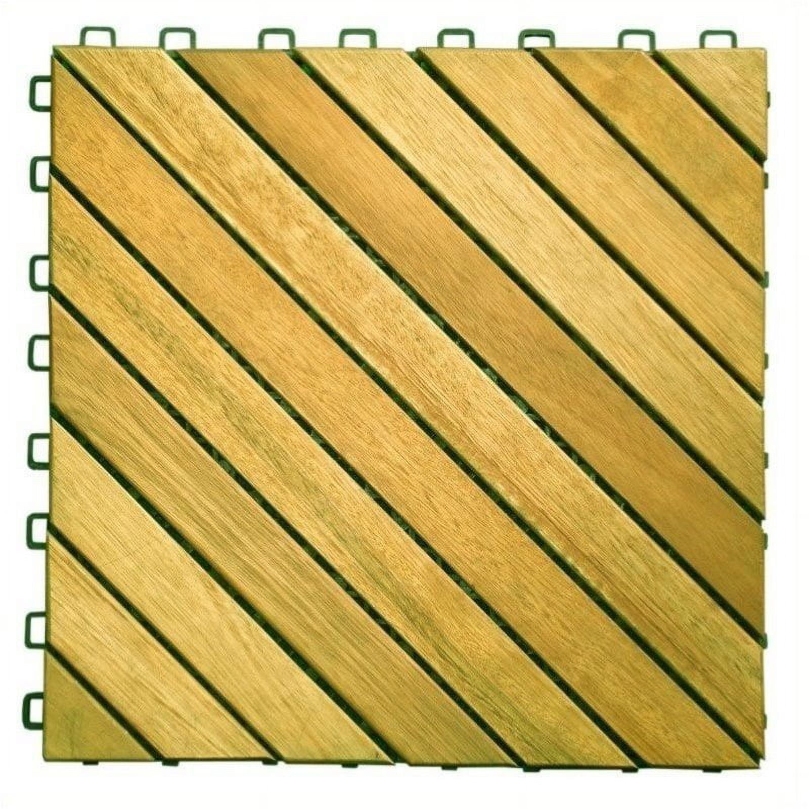 Pemberly Row Premium Plantation Teak Interlocking Deck Tile - 12 Slats ...