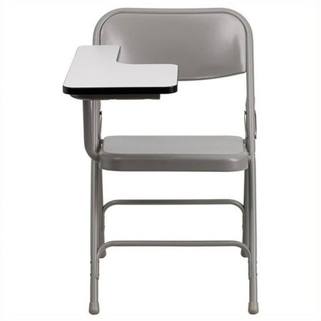 Pemberley Row Steel Brown Folding Chair Right Tablet Arm Rectangular Heavy Duty 30" Assembled