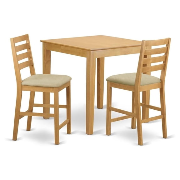 Pemberly Row Pub 3-piece Wood Dining Table and Chair Set in Oak