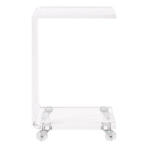 Pemberly Row Pure Decor C Shape Lucite and Acrylic Accent Table - Clear