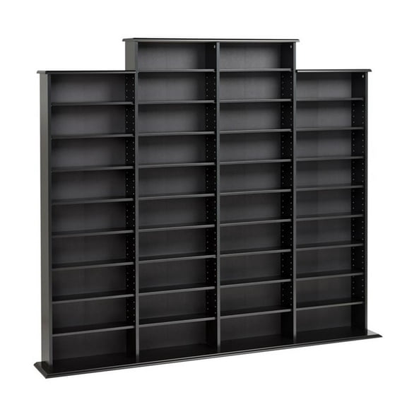 Pemberly Row Quad 64" CD DVD Wall Media Storage Rack in Black