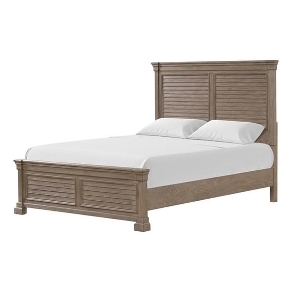 Pemberly Row Queen Bed with Shutter Headboard and Footboard in Weathered Gray