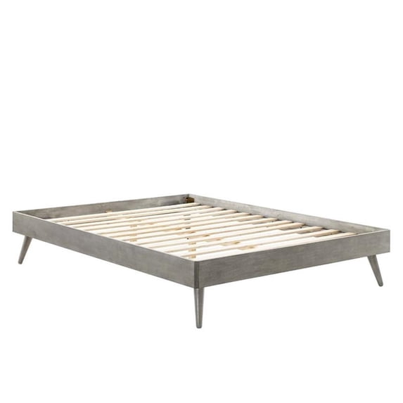 Pemberly Row Queen MDF Wood and Rubberwood Platform Bed Frame in Gray